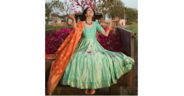 gown with banarasi dupatta online